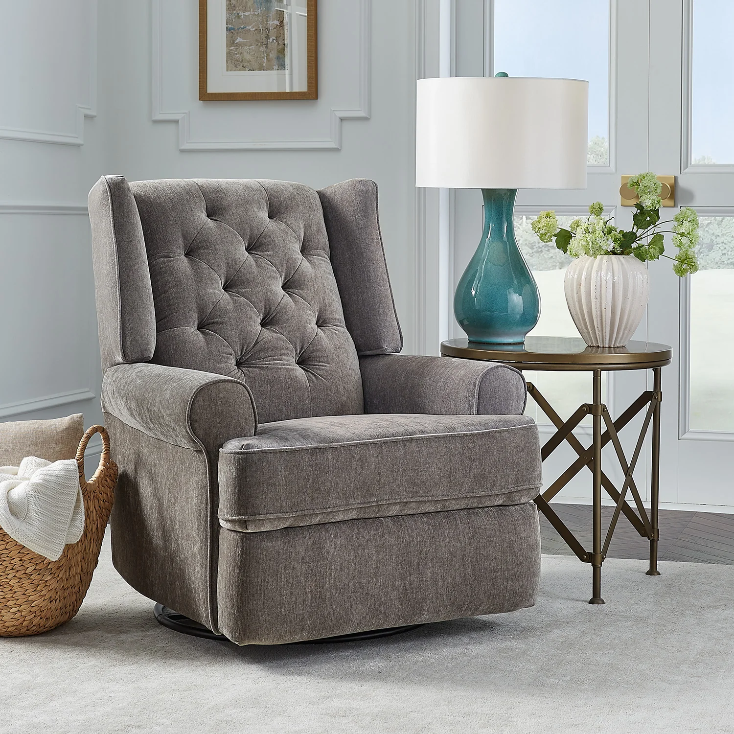 Best Chairs Kendra Tufted Swivel Glider Recliner - Image 4