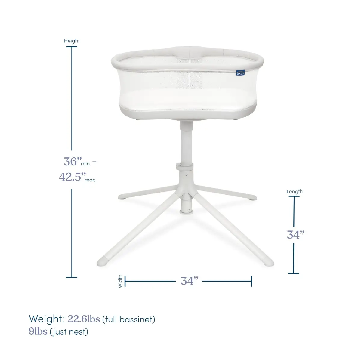 HALO BassiNest Swivel Sleeper 3.0 Solid Grey - Image 10