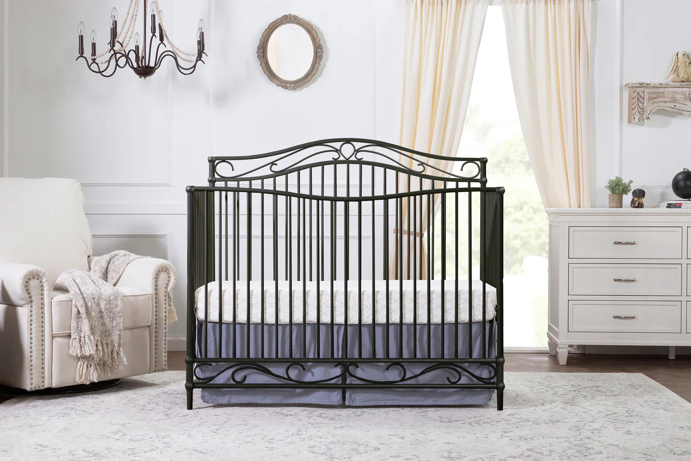 Namesake  4 Piece Nursery Set - Iron Convertible Crib and Dresser w/ Changing Tray - Image 3