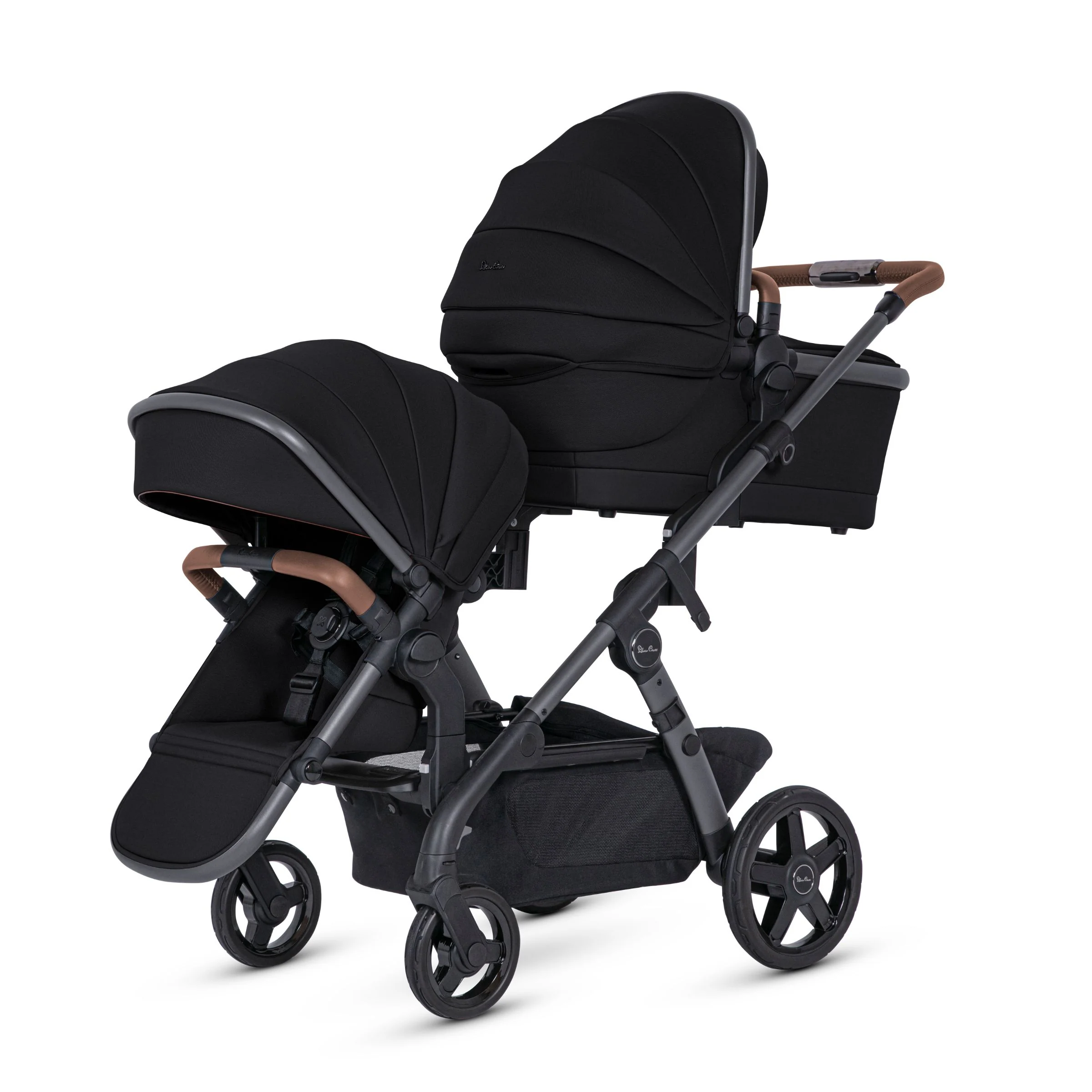 Silver Cross Wave 3 Complete Single to Double Stroller w/ Bassinet & Tandem Seat - Image 9